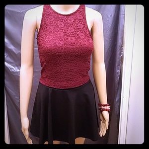Black circle mini skirt